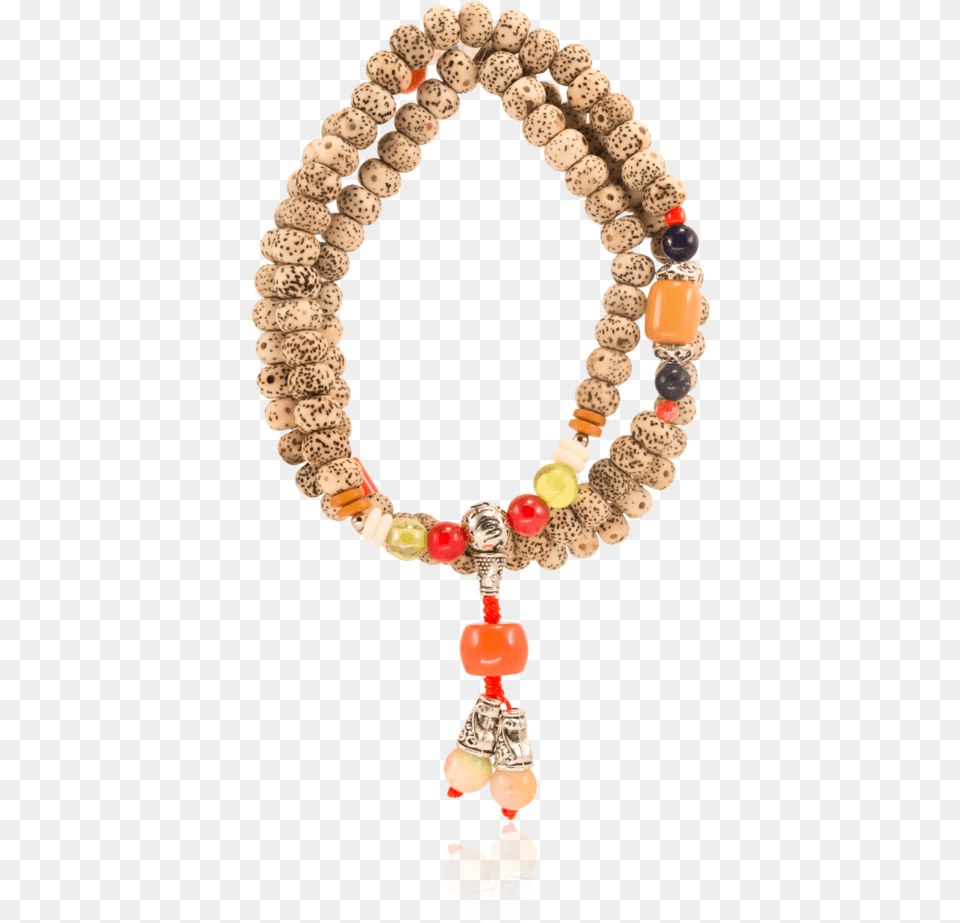 I S White Lotus Buddha Seed Long Bracelets With Rose Necklace, Accessories, Bead, Bead Necklace, Jewelry Free Png