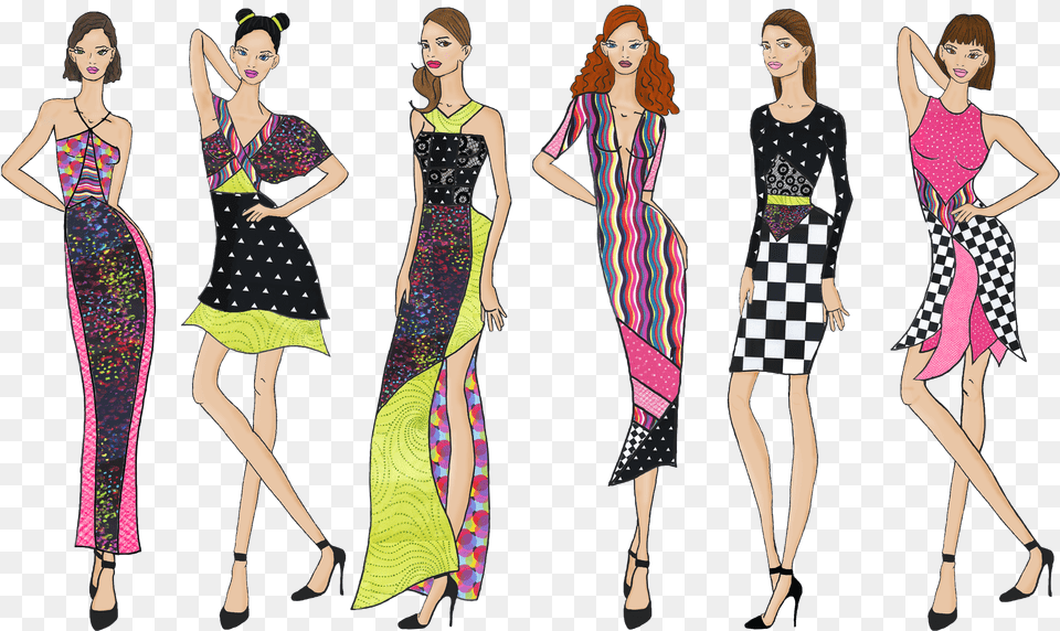 I Selected Runway And Fabrics That Coordinated Fashion Illustration Free Transparent Png