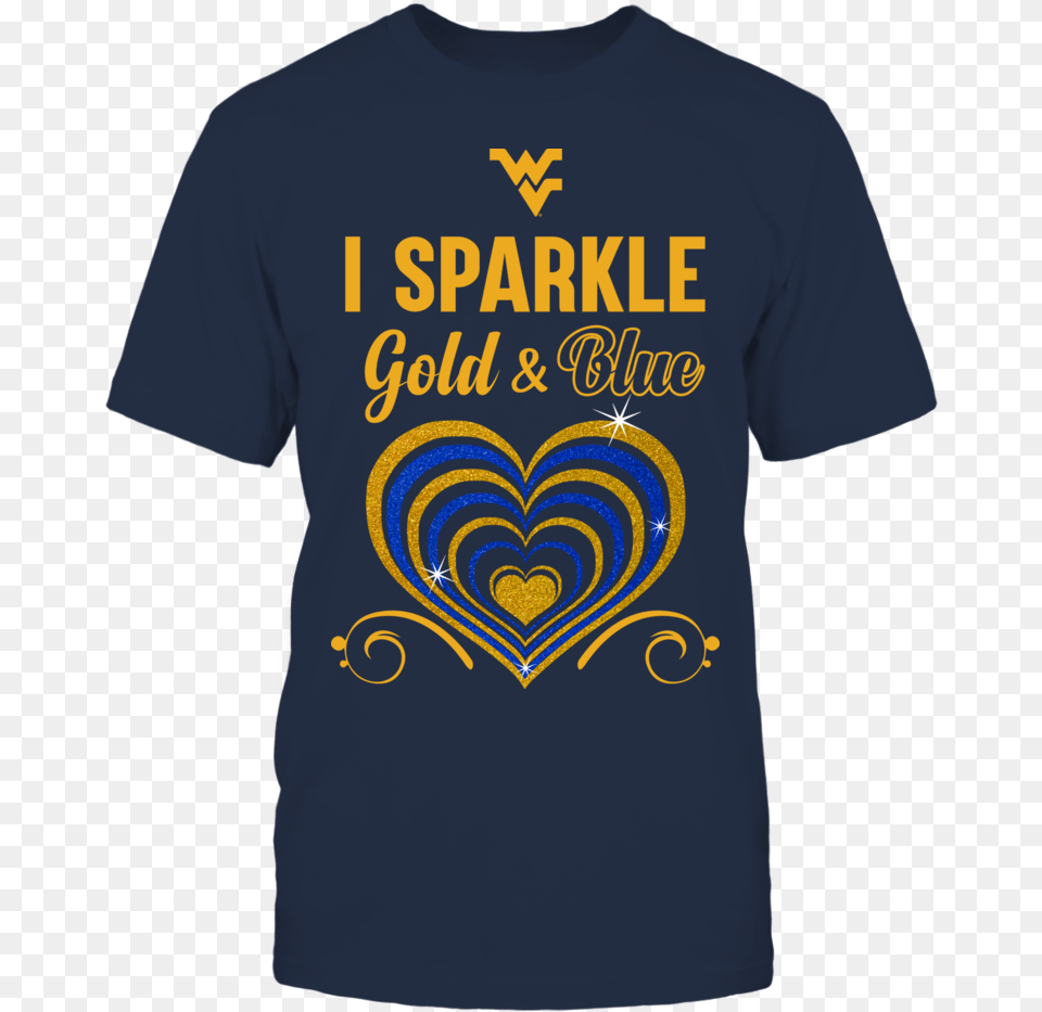 I Sparkle Gold Amp Blue Heart West Virginia Mountaineers T Shirt, Clothing, T-shirt Free Transparent Png