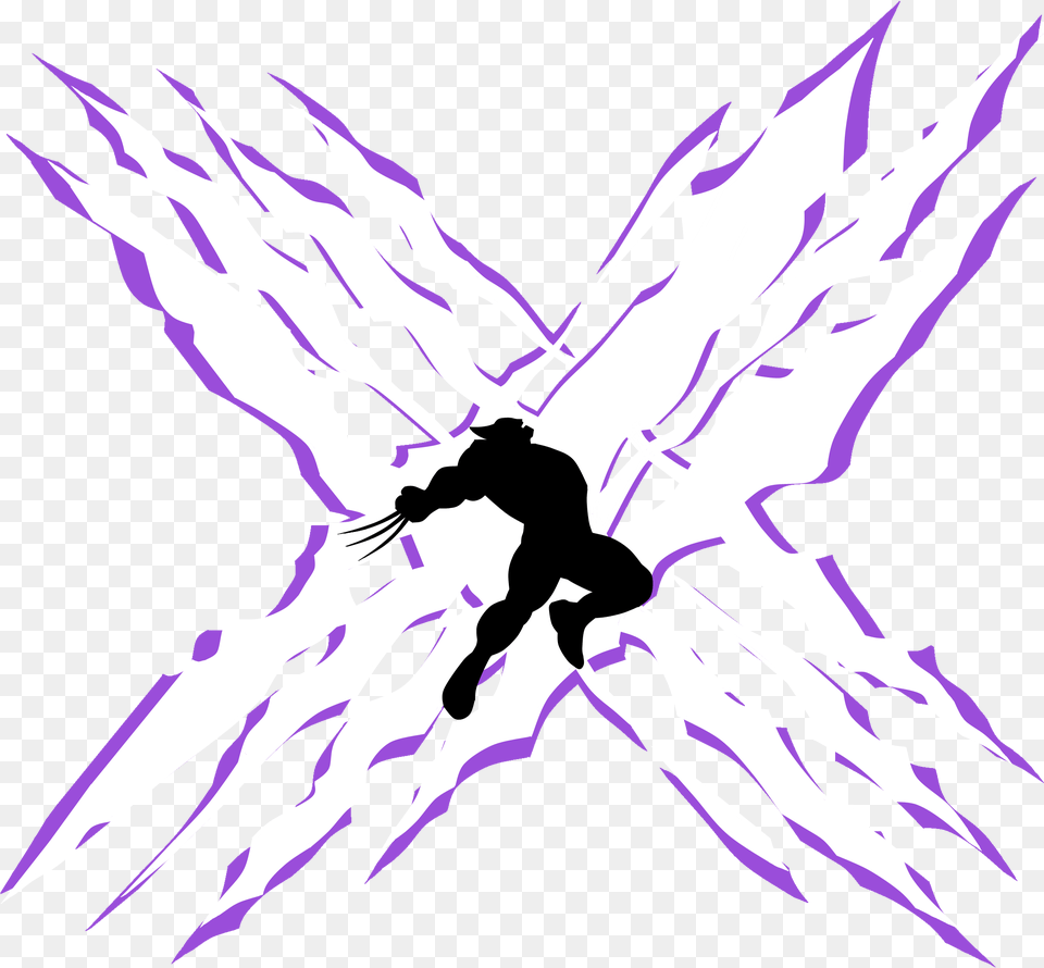 I Vector Traced A Silhouette Of Wolverine Doing His Art, Purple, Stencil, Adult, Male Free Png Download