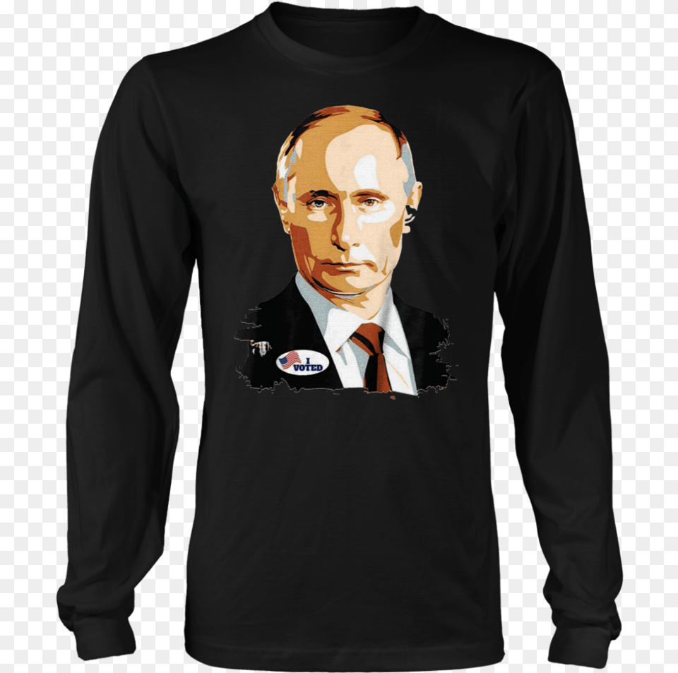 I Voted Vladimir Putin With Sticker Graphic T Shirt Loving Memory Of My Dad T Shirt, Clothing, Sleeve, Long Sleeve, Adult Png