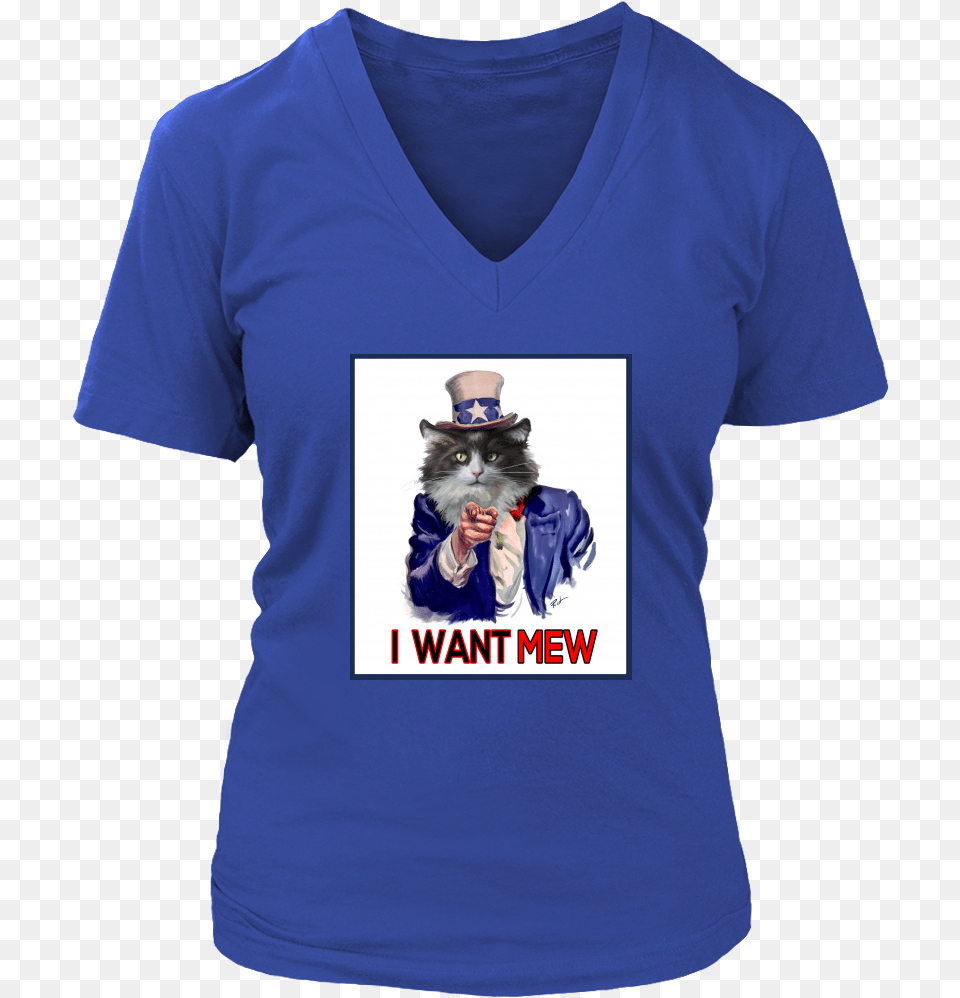 I Want Mew Uncle Sam V Neck T Shirt, T-shirt, Clothing, Person, Man Png Image