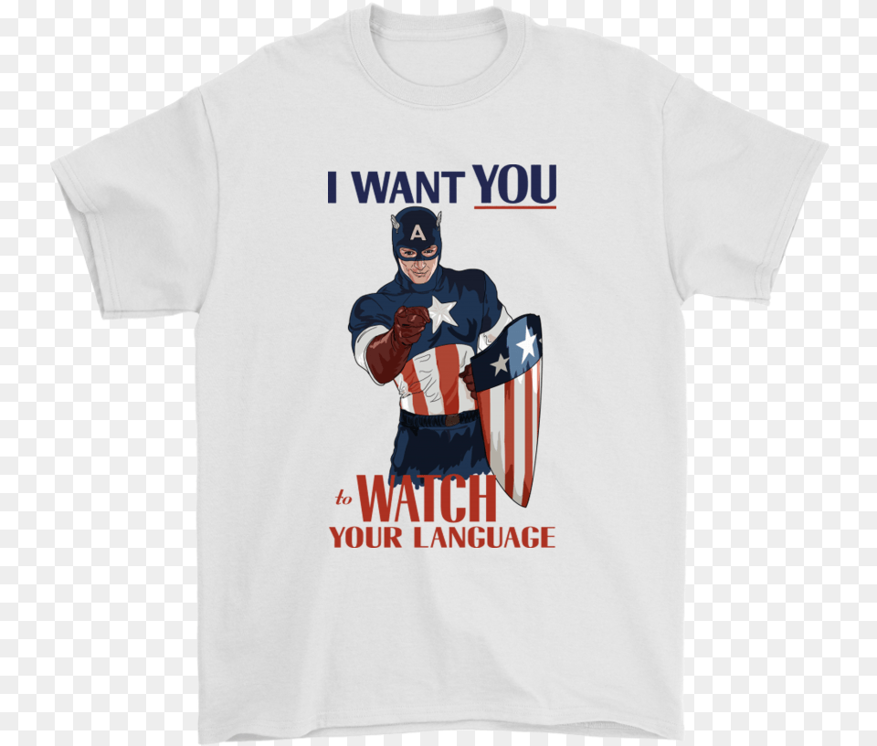 I Want You Watch Your Language Uncle Sam Poster Style Watch Your Language T Shirt, T-shirt, Clothing, Person, Man Free Png Download