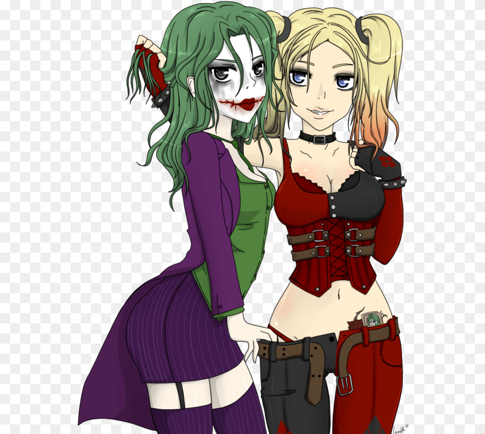 I Was Asked To Draw These Twowelland A Genderbent Joker Girl Joker And Harley, Adult, Publication, Person, Female Free Png Download