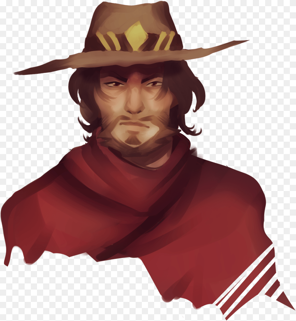 I Was Practicing New Painting Styles And Mcree Appeared Illustration, Clothing, Hat, Adult, Portrait Png Image