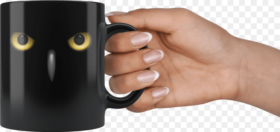 I Watching You Realistic Night Owl Black Scary Mug Mug, Body Part, Finger, Hand, Person Free Transparent Png