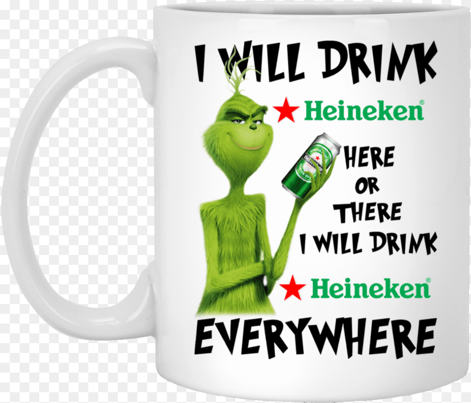 I Will Drink Heineken Here Or There I Will Drink Heineken Mug, Adult, Cup, Female, Person Png