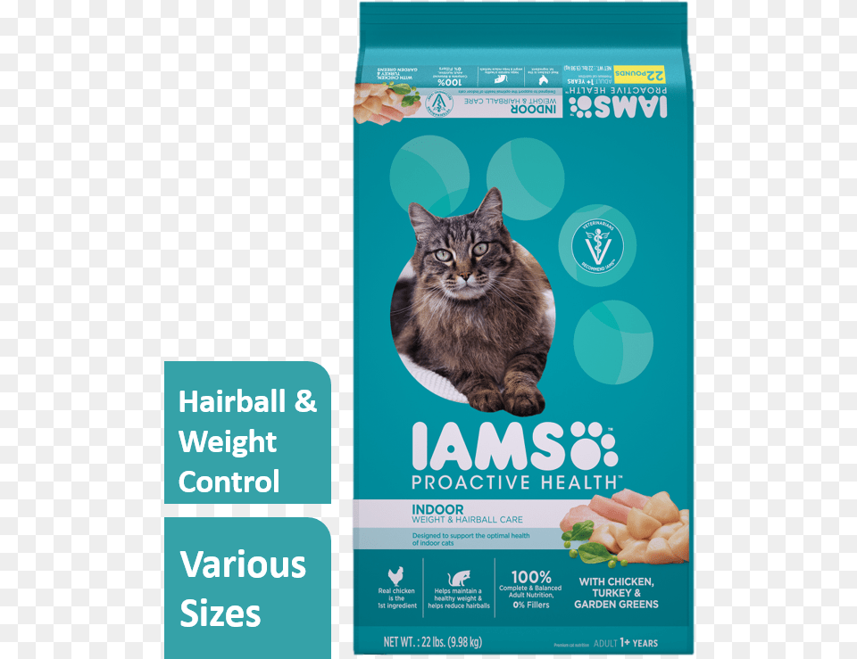 Iams Cat Food Indoor Weight And Hairball, Advertisement, Poster, Animal, Mammal Free Png