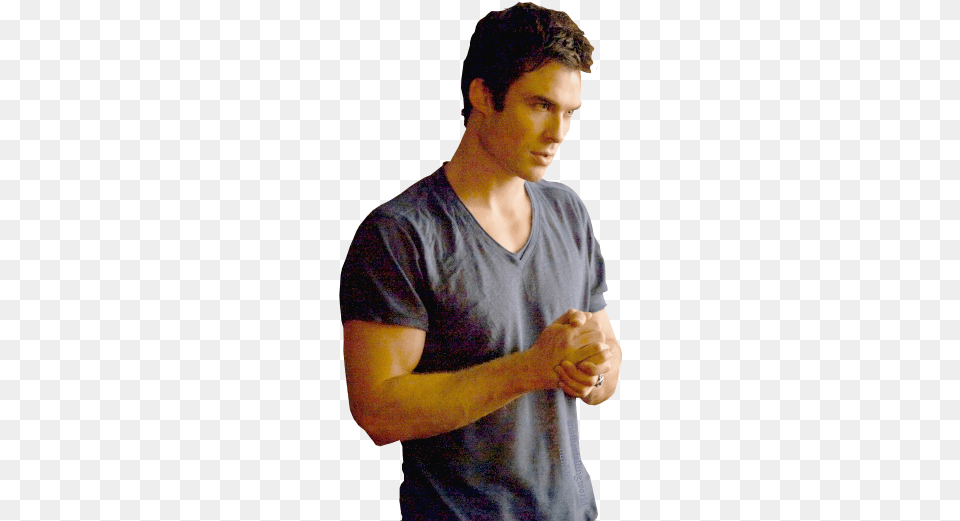 Ian Somerhalder The Vampire Diaries Quothandle With Player, Body Part, Clothing, T-shirt, Finger Free Png Download