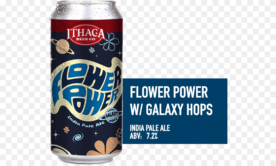 Ibc Beer Flavors Flowerpowergalaxy Ithaca Beer Co Flower Power With Galaxy Hops 4 Pack, Can, Tin, Alcohol, Beverage Png