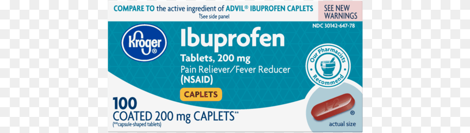 Ibuprofen 50 Caplets Kroger, Medication Free Png