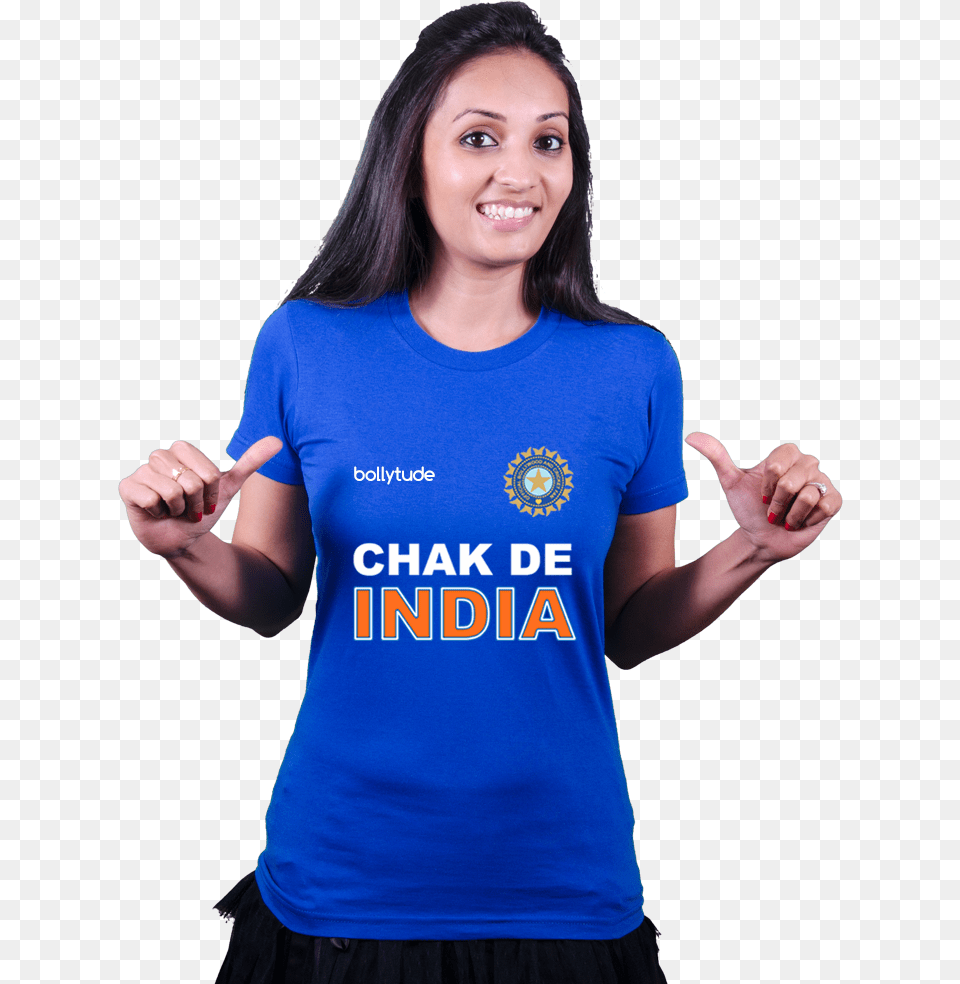 Icc Cricket World Cup 2015 Team India Tshirt Jersey Indian Cricket Women T Shirt, Adult, T-shirt, Sleeve, Person Png Image