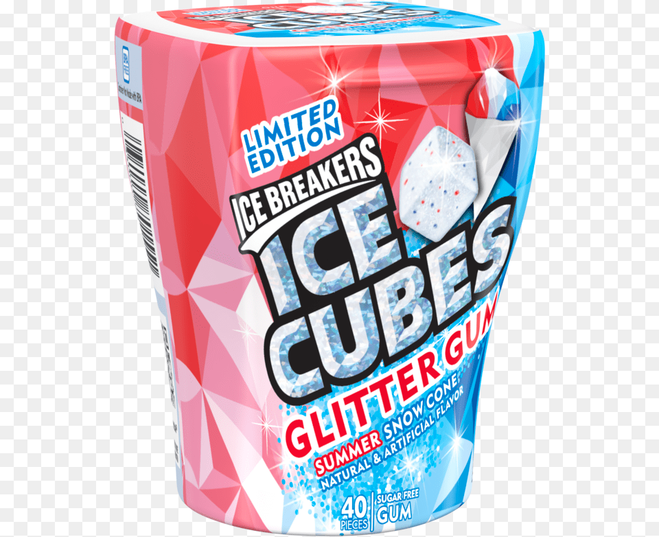 Ice Breakers Ice Cubes Glitter Summer Snow Cone Gum Caffeinated Drink, Paper, Can, Tin, Towel Free Transparent Png