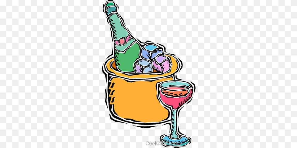 Ice Bucket With Champagne Royalty Free Vector Clip, Bottle, Alcohol, Beverage, Liquor Png Image