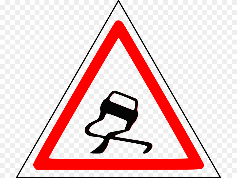 Ice Clipart Icy Road, Sign, Symbol, Triangle, Road Sign Png Image