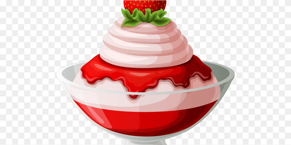 Ice Cream Clipart Bowl Strawberries And Ice Cream Clipart, Dessert, Food, Ice Cream, Berry Free Png Download