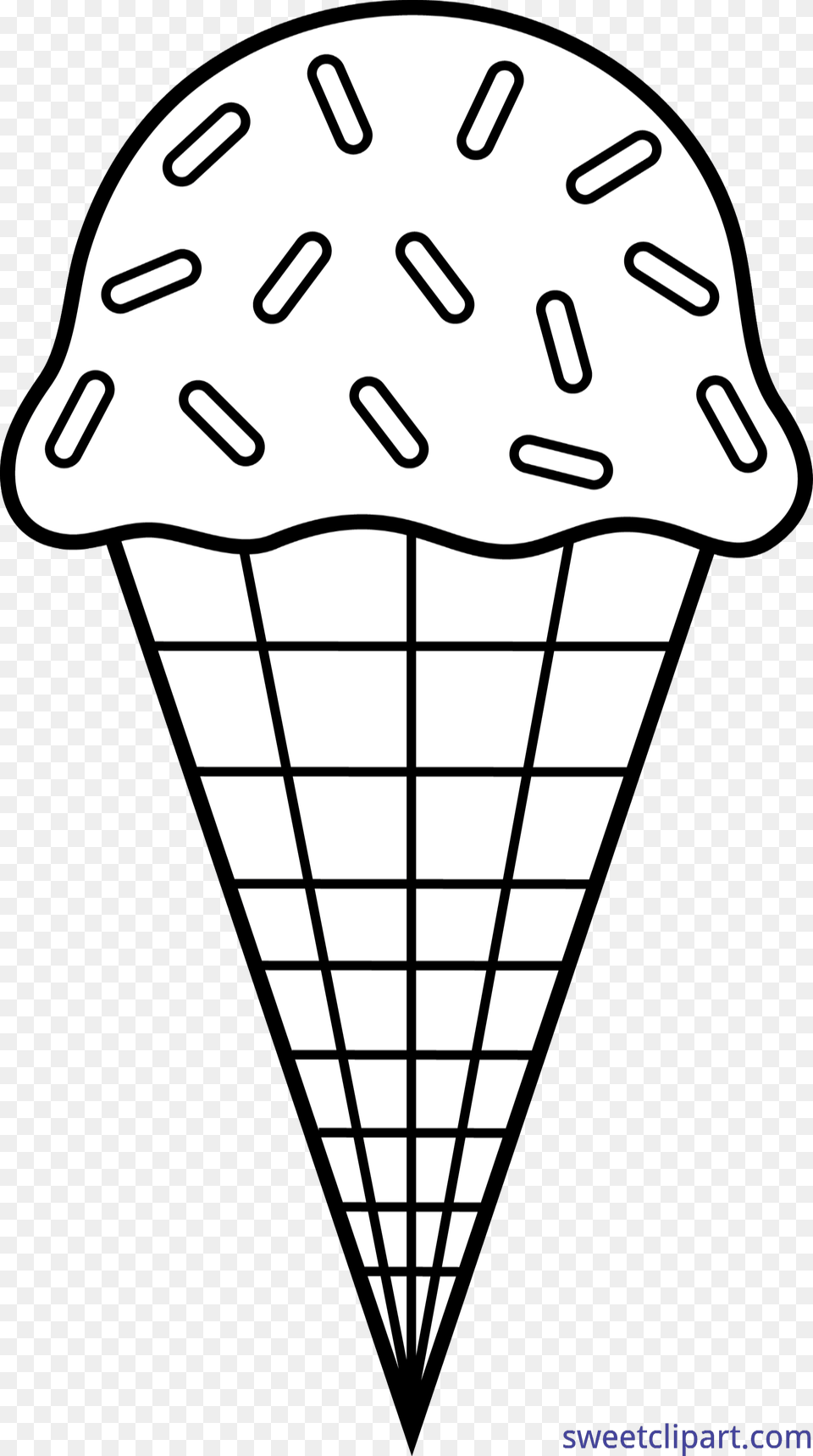 Ice Cream Clipart Sprinkle Clipart Ice Cream Black And White, Dessert, Food, Ice Cream, Cone Free Png