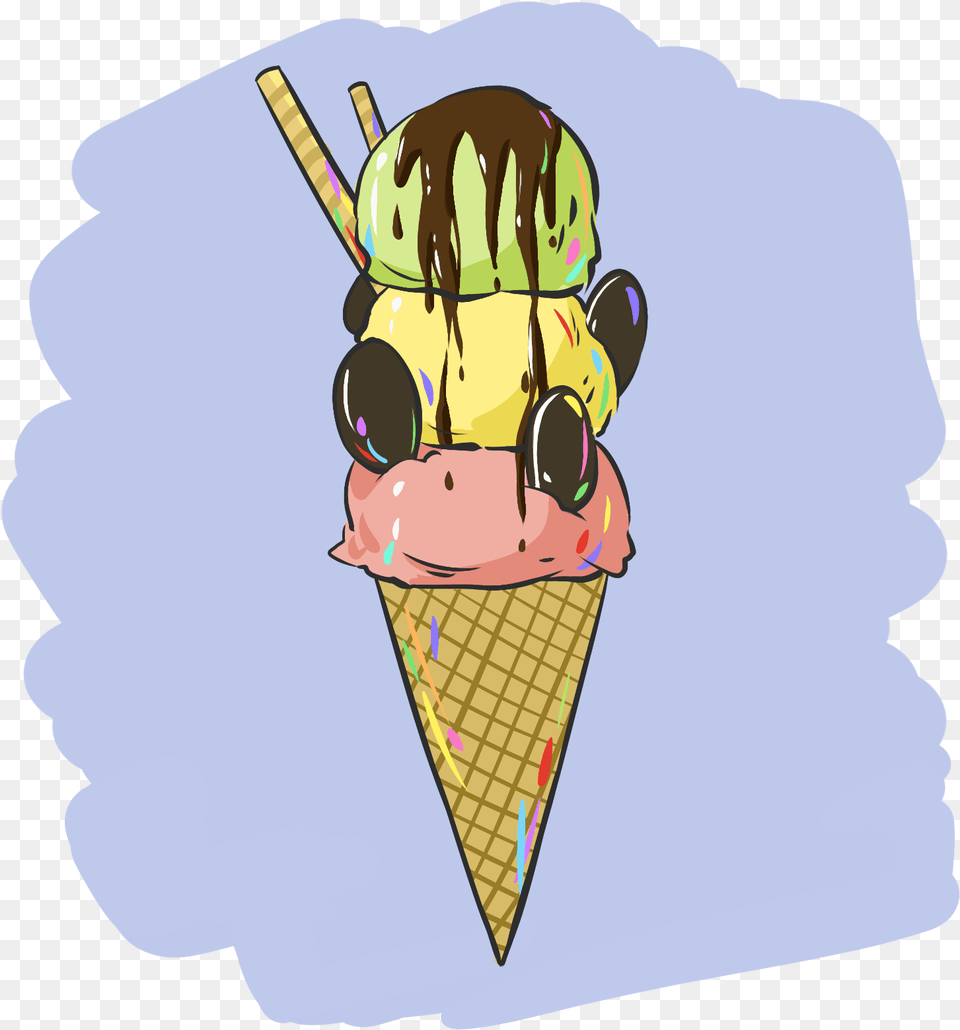 Ice Cream Cone Biscuit Chocolate Sauce And Psd Illustration, Dessert, Food, Ice Cream, Soft Serve Ice Cream Png Image