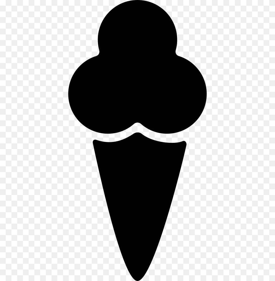Ice Cream Cone Black Shape Soft Ice Cream Icon, Silhouette, Stencil, Clothing, Hat Free Png Download