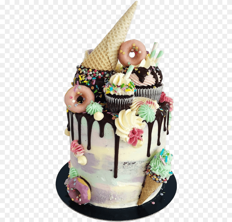 Ice Cream Cone Drip Cake, Birthday Cake, Dessert, Food, Icing Png