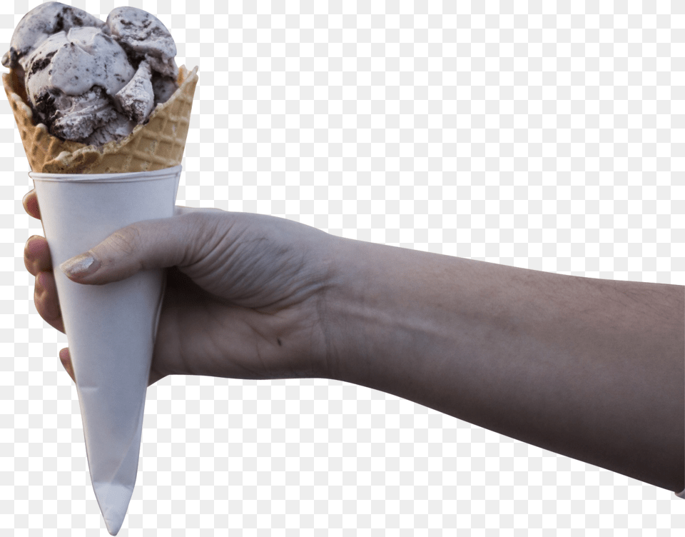 Ice Cream Cone In A Hand Ice Cream Cone, Dessert, Food, Ice Cream, Soft Serve Ice Cream Free Transparent Png