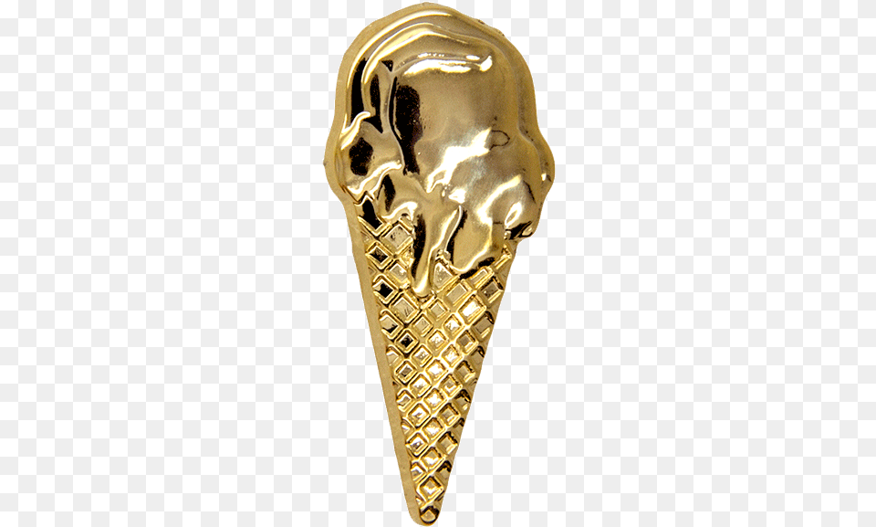 Ice Cream Cone Pin Gold Shine Gold Ice Cream, Food, Dessert, Ice Cream, Wedding Free Png Download