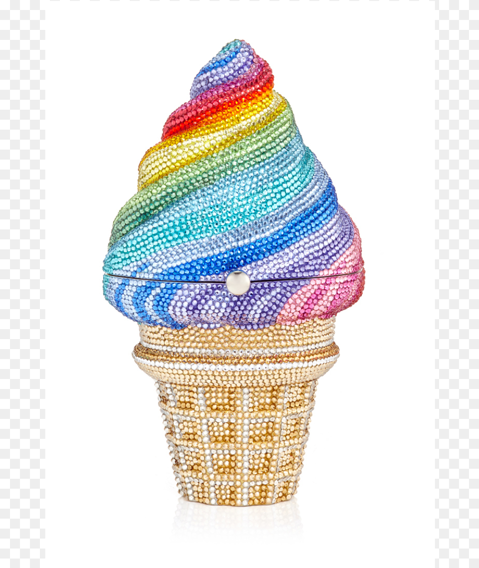 Ice Cream Cone Rainbow Judith Leiber, Dessert, Food, Ice Cream, Accessories Free Png