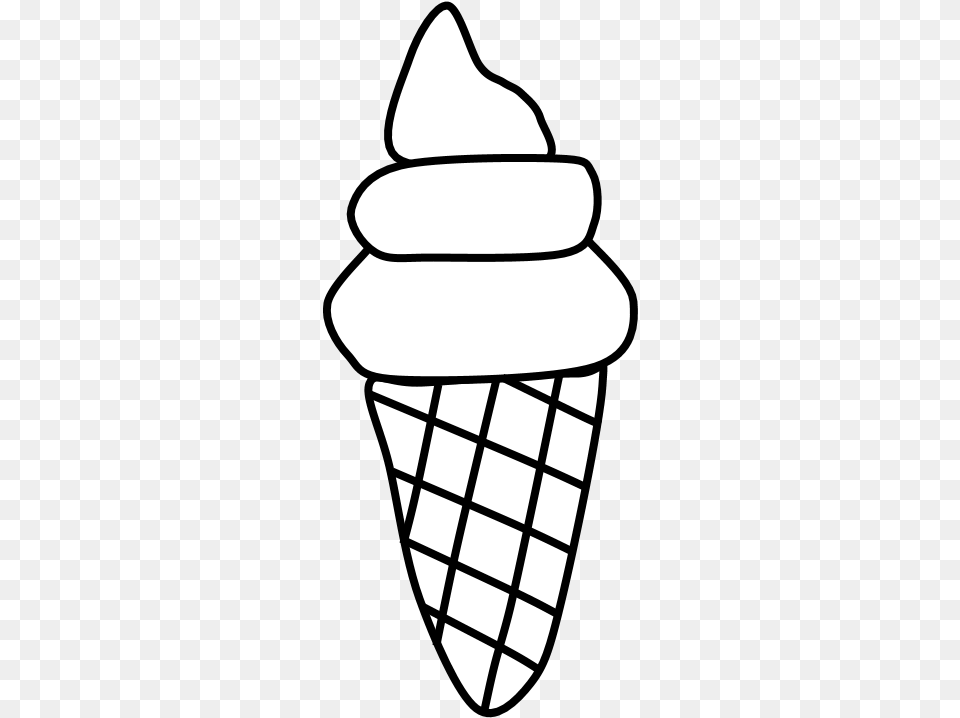Ice Cream Cone Waffle Wafer Black And White Vanilla Ice Cream Clip Art, Dessert, Food, Ice Cream Png