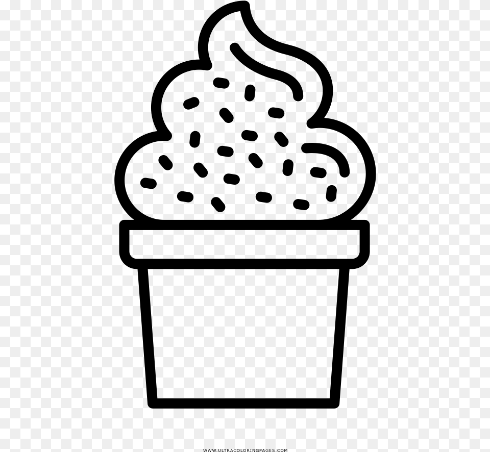 Ice Cream Cup Coloring, Gray Png