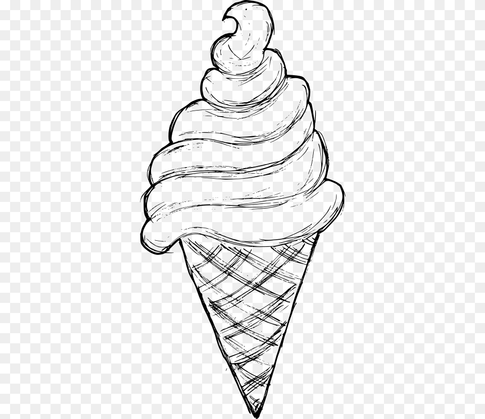 Ice Cream Drawing 2 Line Art, Gray Free Png
