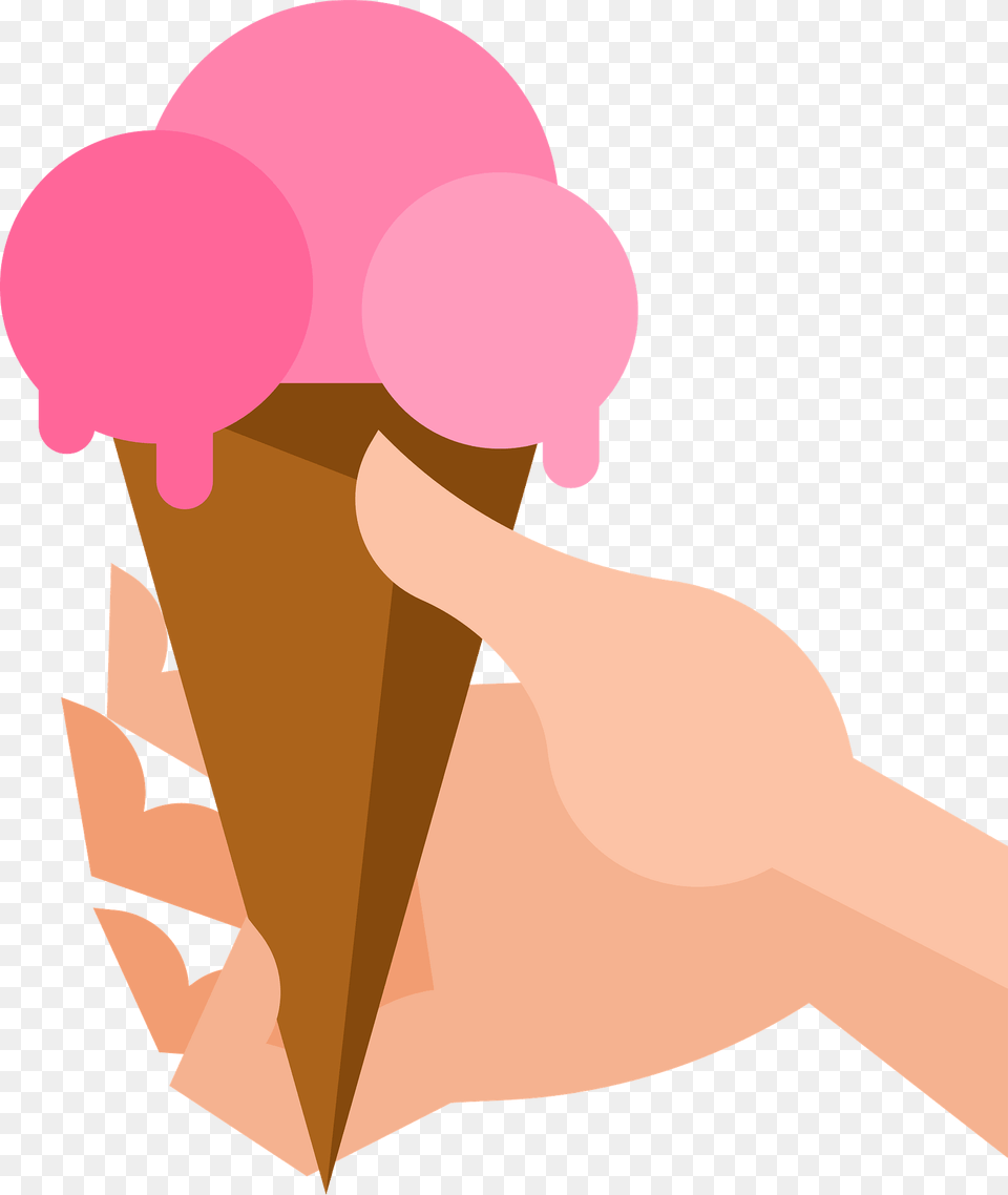 Ice Cream In Hand Clipart, Dessert, Food, Ice Cream, Person Png
