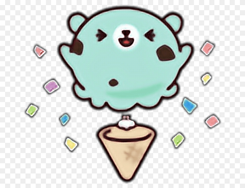 Ice Cream Line Sticker Clipart Line Stickers Kawaii, Dessert, Food, Ice Cream, Animal Free Png Download