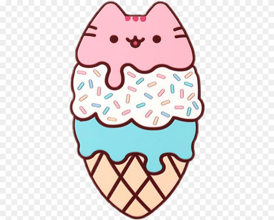 Ice Cream Pusheen Cat, Dessert, Food, Ice Cream, Birthday Cake Png Image
