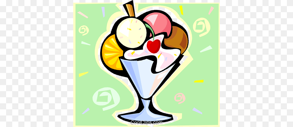 Ice Cream Sundae With Fruit Royalty Free Vector Clip Art, Dessert, Food, Ice Cream, Person Png Image