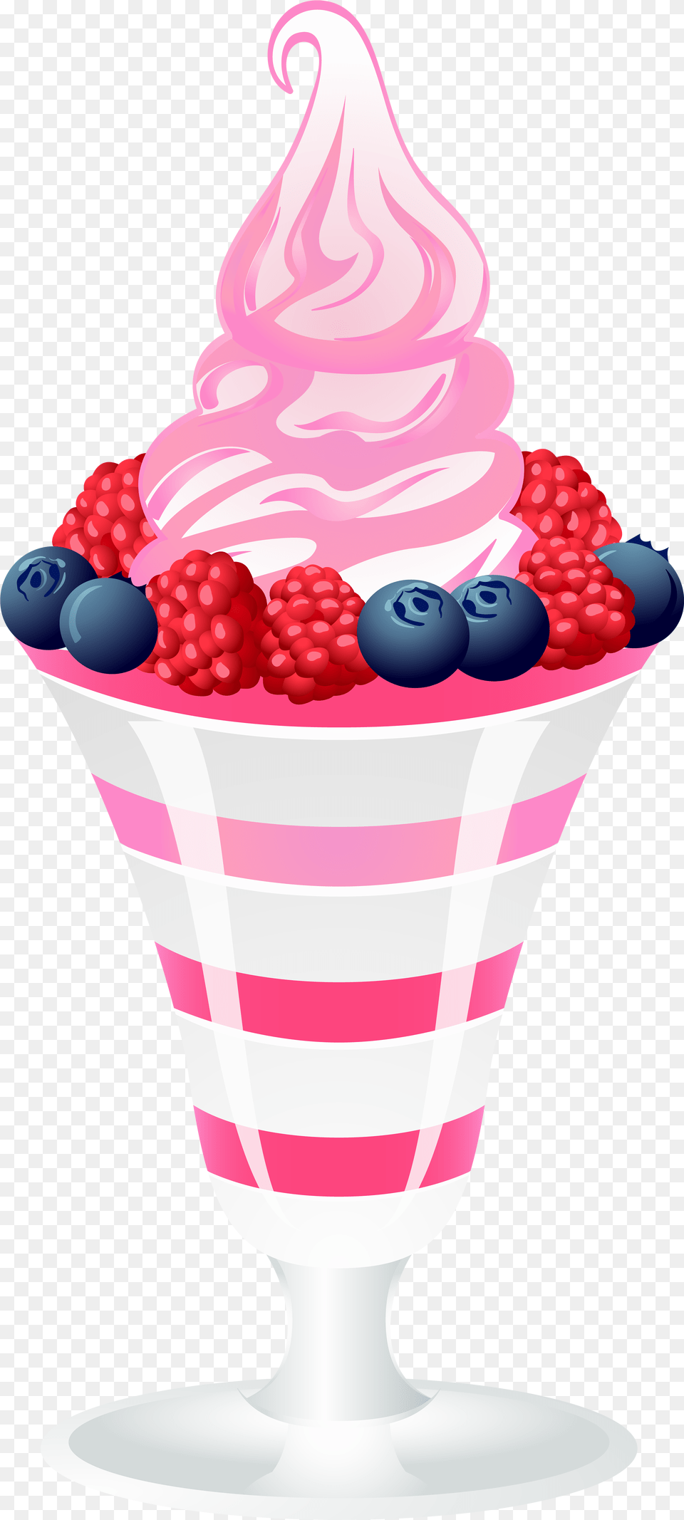 Ice Cream Sundae With Raspberries And Blackberries Cupcake And Ice Cream Clipart, Dessert, Food, Ice Cream, Berry Free Transparent Png