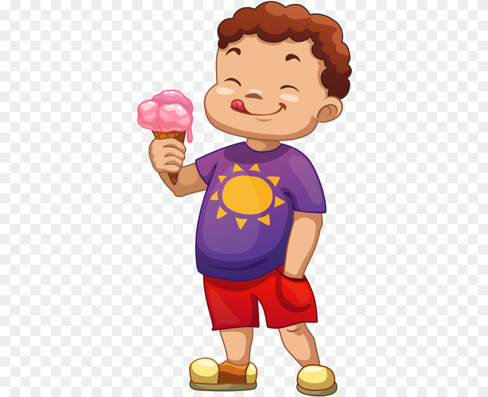 Ice Cream Tastes Better In Vacation Days Child With Icecream Clipart, Dessert, Food, Ice Cream, Baby Png Image