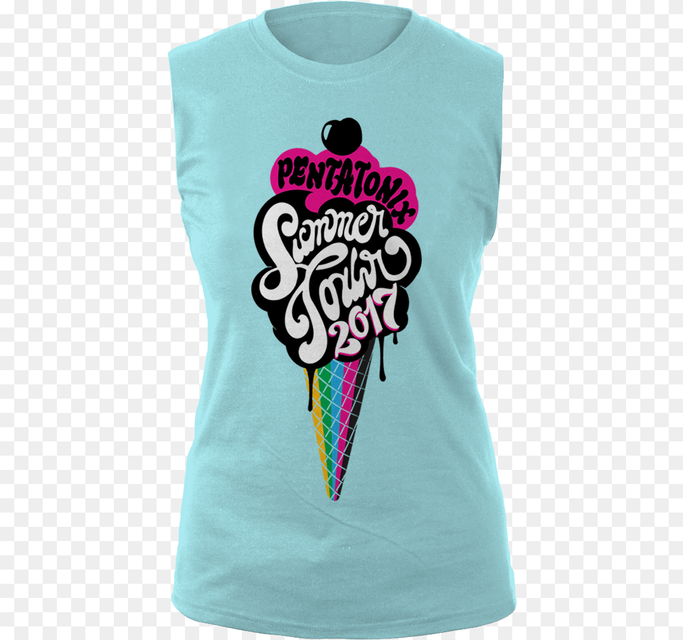 Ice Cream Tour Junior Muscle Tank Active Shirt, Clothing, Dessert, Food, Ice Cream Png