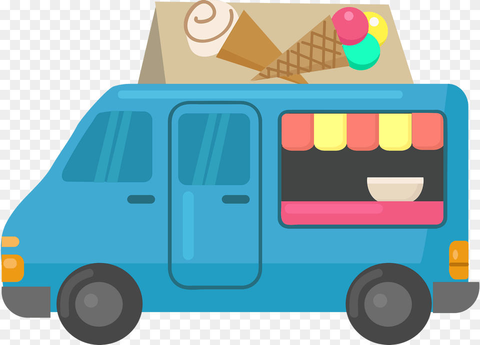 Ice Cream Truck Clipart, Vehicle, Van, Transportation, Bus Png