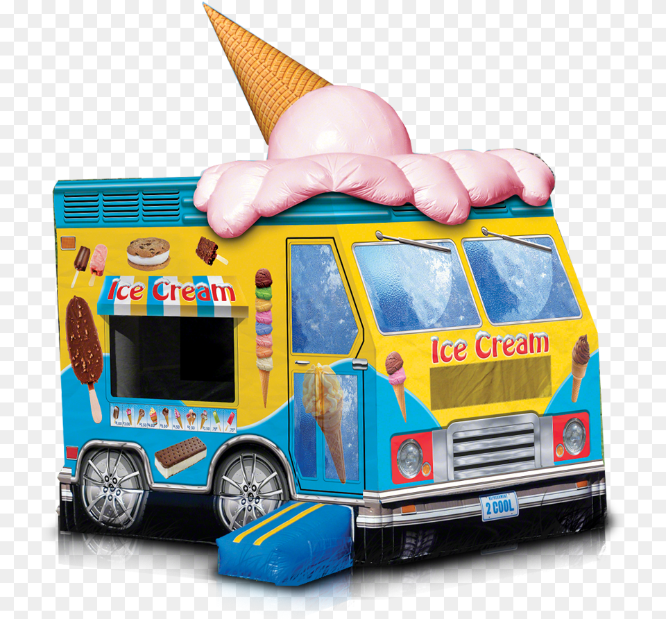 Ice Cream Truck Ice Cream Bounce House, Wheel, Machine, Vehicle, Transportation Png Image