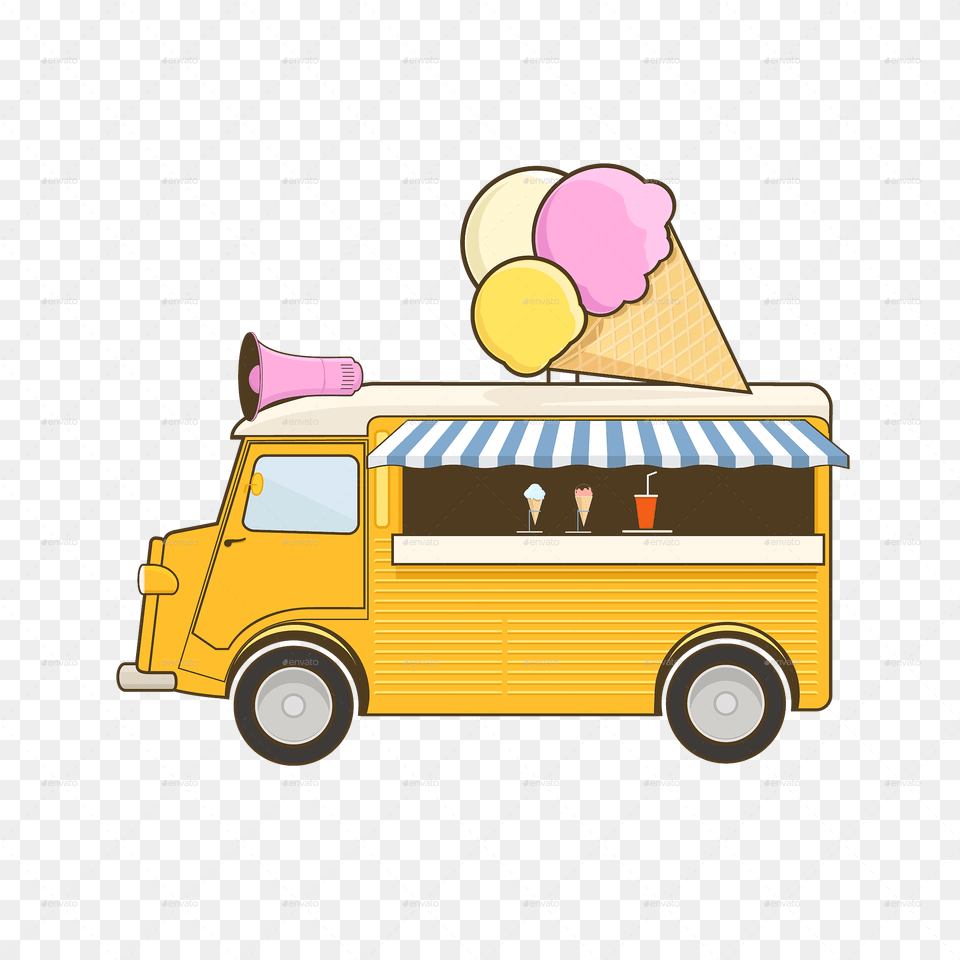 Ice Cream Truck Ice Cream Truck Vector, Caravan, Transportation, Van, Vehicle Free Transparent Png