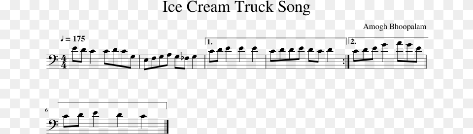 Ice Cream Truck Song Sheet Music, Gray Free Png Download