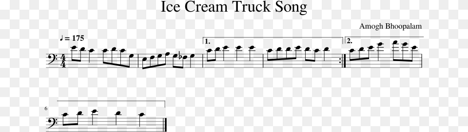 Ice Cream Truck Song Sheet Music Composed By Amogh, Gray Free Png