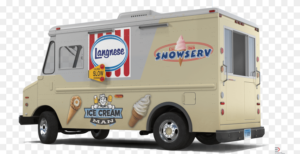 Ice Cream Van Rigged Royalty 3d Model Ice Cream Truck Psd, License Plate, Transportation, Vehicle, Moving Van Free Png