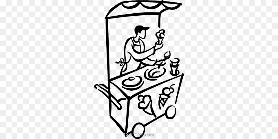 Ice Cream Vendor Drawing Of A Vendor, Person, People, Indoors, Kitchen Free Transparent Png