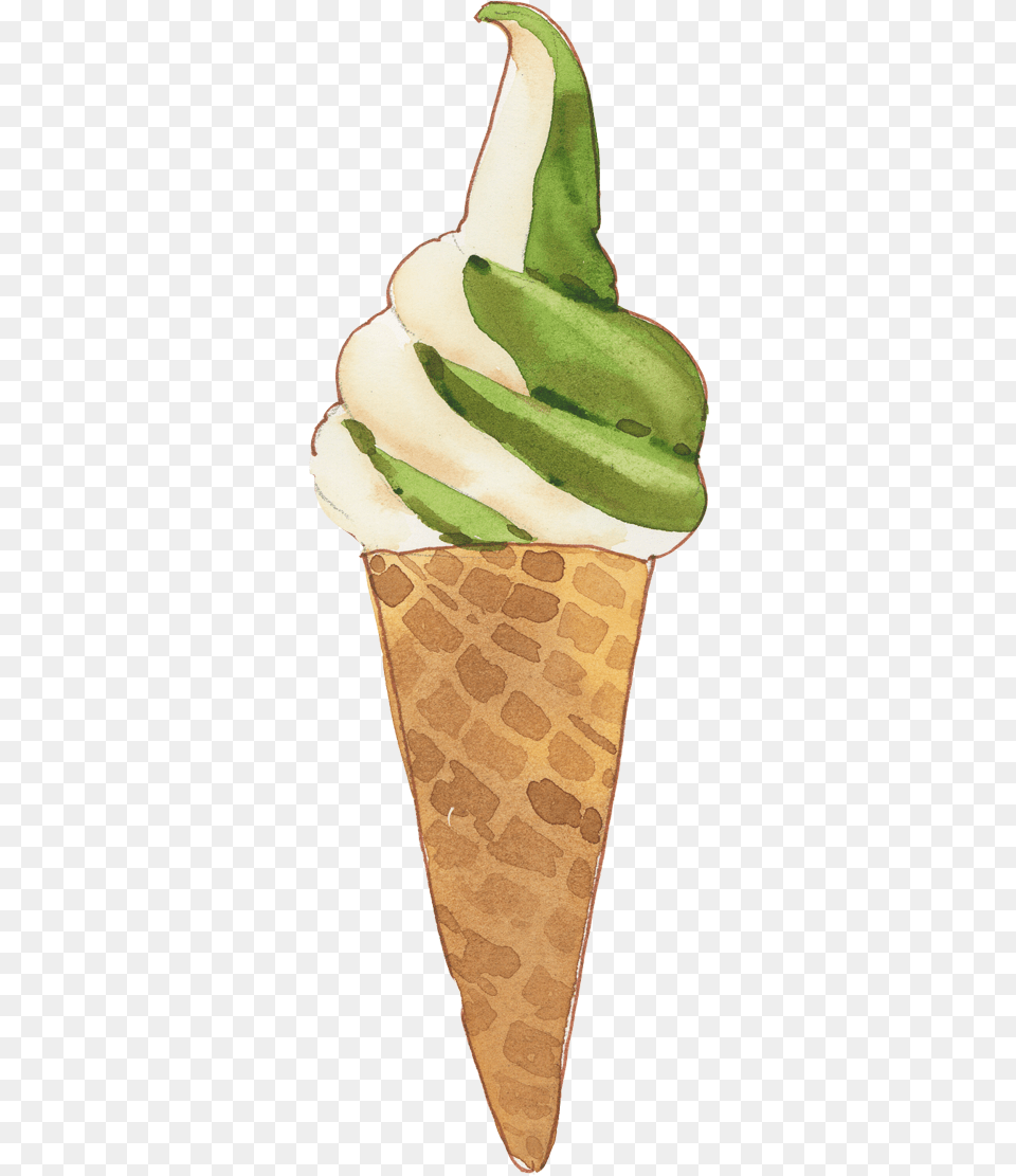 Ice Cream Watercolor Element Cone, Dessert, Food, Ice Cream, Soft Serve Ice Cream Png