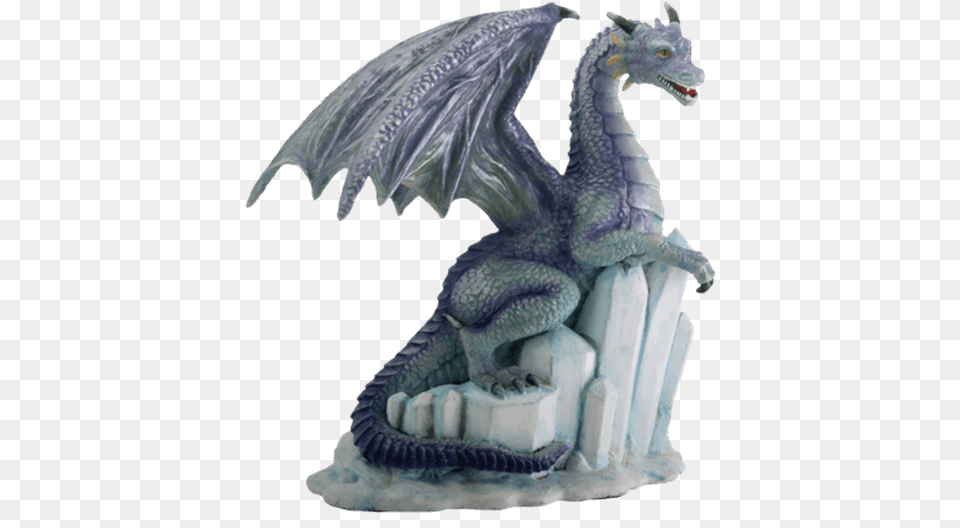 Ice Dragon On Ice Statue Winter Dragon On Ice Fantasy Figurine Decoration Decor, Accessories, Animal, Lizard, Reptile Free Png Download