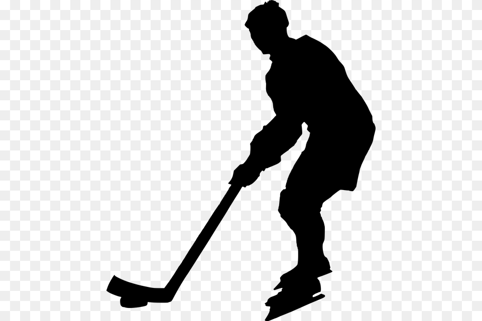 Ice Hockey Silhouette, Gray Png