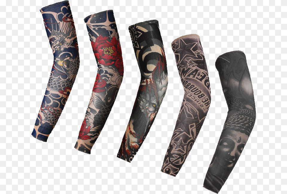 Ice Silk Sleeves Men And Women Sun Tattoo Tattoo Arm Tattoo For Men, Skin, Person, Sock, Hosiery Free Transparent Png