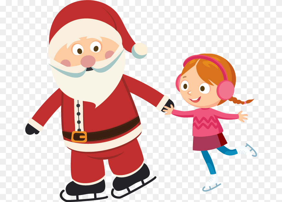 Ice Skate With Santa Get A Photo Taken Create Some Ice, Elf, Baby, Person, Snowman Free Png