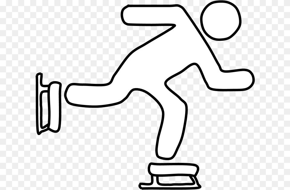 Ice Skater Ice Skates Black And White Line Art, People, Person, Smoke Pipe, Stencil Free Transparent Png